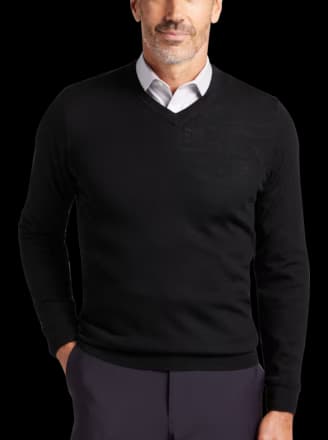 Joseph Abboud Modern Fit V-Neck Merino Wool Sweater